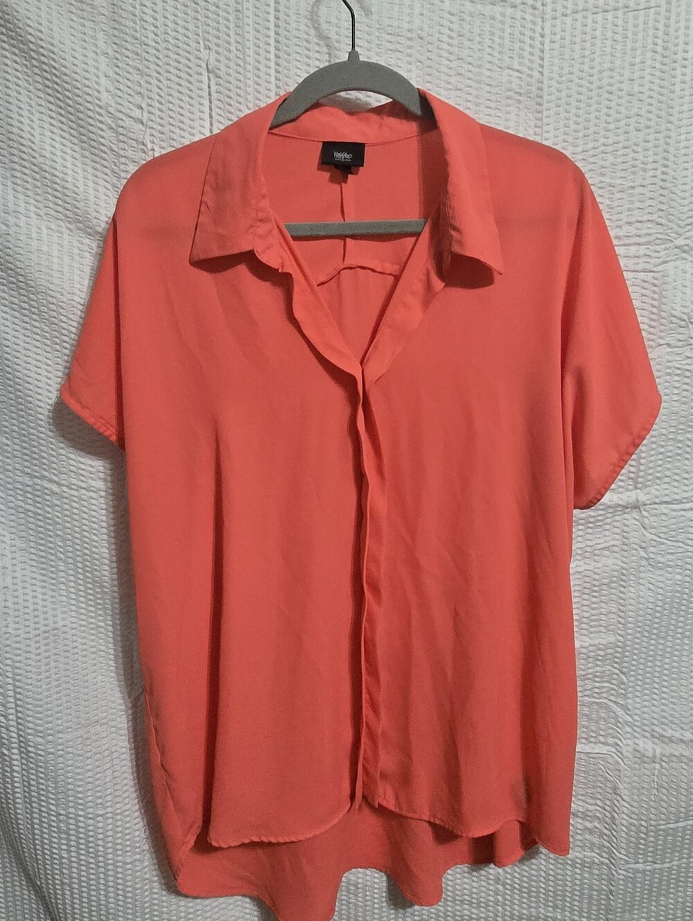 Mossimo Coral Short Sleeve Button-Front Blouse XXL